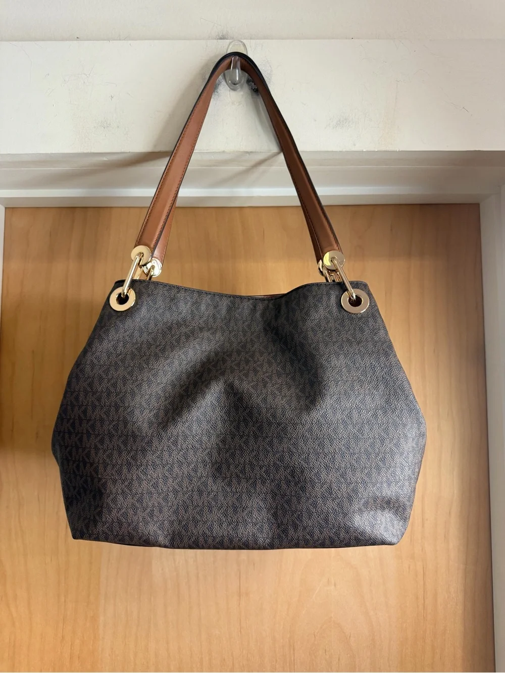 Michael Kors Women’s Brown Signature Logo Shoulder Tote Bag